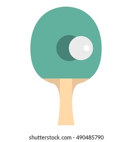 Table tennis racket with ball icon in flat style isolated on white background. Sport symbol vector illustration