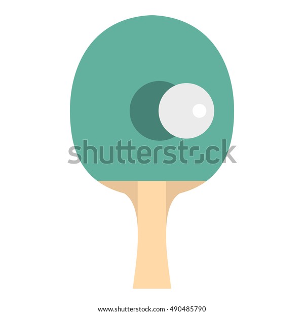 白い背景に平らなスタイルのボールアイコンと卓球ラケット スポーツシンボルのベクター画像イラスト のベクター画像素材 ロイヤリティフリー