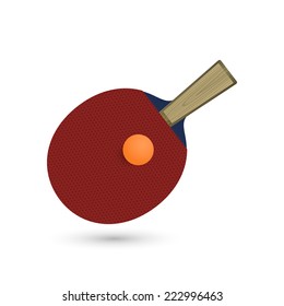 Table tennis racket and ball. Isolated on a white background. Vector illustration, eps 10.