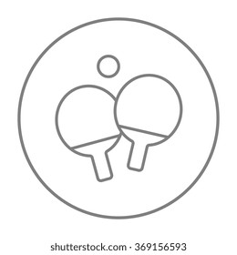 Table tennis racket and ball line icon.