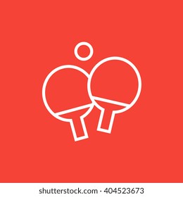 Table tennis racket and ball line icon.
