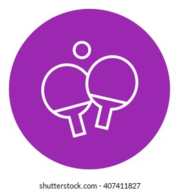 Table tennis racket and ball line icon.