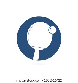 Table tennis racket with ball logo vector illustration. Table tennis retro logo or ping pong sport club vintage label vector.