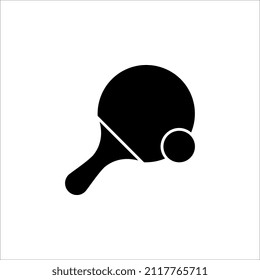 Raqueta de tenis de mesa y pelota, icono vectorial de Ping pong sobre fondo blanco.