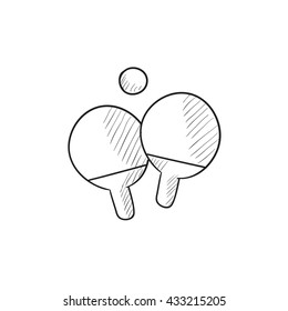 Table tennis racket and ball vector sketch icon isolated on background. Hand drawn Table tennis racket and ball icon. Table tennis racket and ball sketch icon for infographic, website or app.