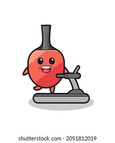 table tennis racket cartoon character walking on the treadmill , cute style design for t shirt, sticker, logo element