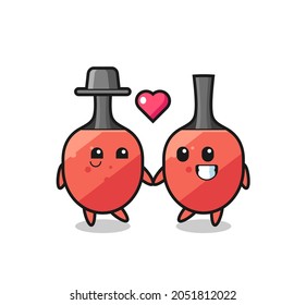 table tennis racket cartoon character couple with fall in love gesture , cute style design for t shirt, sticker, logo element
