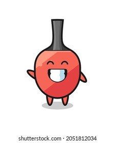 table tennis racket cartoon character doing wave hand gesture , cute style design for t shirt, sticker, logo element