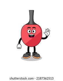 table tennis racket cartoon doing wave hand gesture , character design