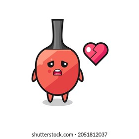 table tennis racket cartoon illustration is broken heart , cute style design for t shirt, sticker, logo element