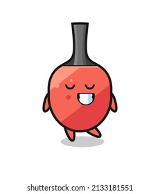 table tennis racket cartoon illustration with a shy expression , cute style design for t shirt, sticker, logo element