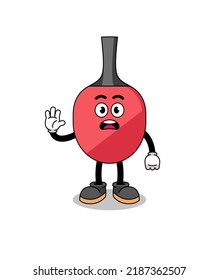 table tennis racket cartoon illustration doing stop hand , character design