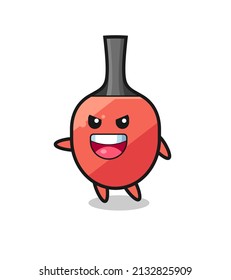 table tennis racket cartoon with very excited pose , cute style design for t shirt, sticker, logo element