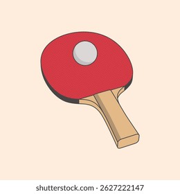 Raquete de tênis de mesa. Ilustração colorida no plano de fundo. Gráficos vetoriais.