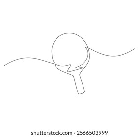 Table tennis racket continuous line. Continuous one line drawing table tennis racket. Sport, match  concept. Single line drawing