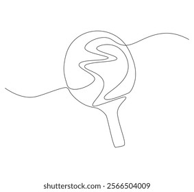 Table tennis racket continuous line. Continuous one line drawing table tennis racket. Sport, match  concept. Single line drawing