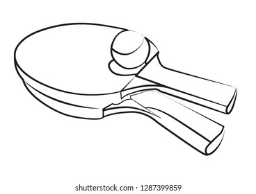 table tennis racket contour vector illustration 