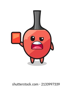 table tennis racket cute mascot as referee giving a red card , cute style design for t shirt, sticker, logo element