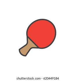 Table Tennis Racket filled outline line icon, line vector sign, linear colorful pictogram isolated on white. Symbol, logo illustration. Editable stroke. Pixel perfect