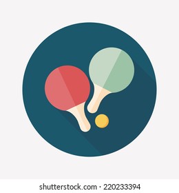 table tennis racket flat icon with long shadow,eps10