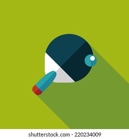 Table tennis racket flat icon with long shadow,eps10