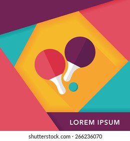 table tennis racket flat icon with long shadow,eps10