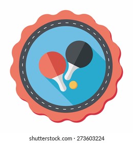 table tennis racket flat icon with long shadow,eps10