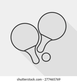 table tennis racket flat icon with long shadow, line icon
