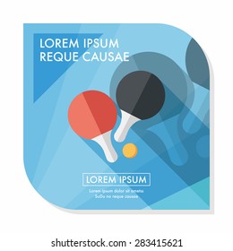 table tennis racket flat icon with long shadow,eps10