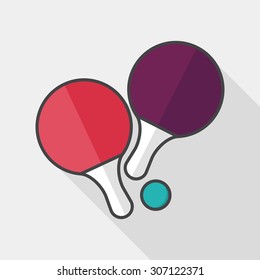 table tennis racket flat icon with long shadow,eps10