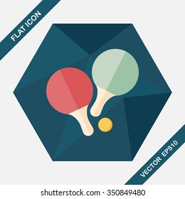 table tennis racket flat icon with long shadow,eps10