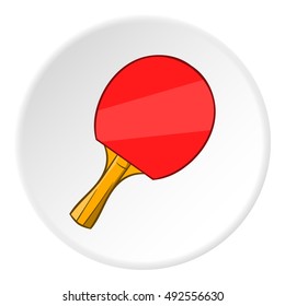 Table tennis racket icon in cartoon style isolated on white circle background. Sport symbol vector illustration