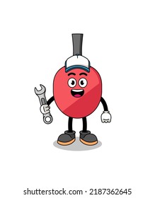 table tennis racket illustration cartoon as a mechanic , character design