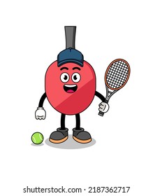 table tennis racket illustration as a tennis player , character design
