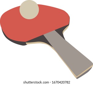 Table tennis racket, illustration, vector on white background.
