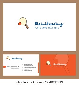 Table tennis racket Logo design with Tagline & Front and Back Busienss Card Template. Vector Creative Design