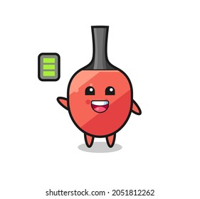 table tennis racket mascot character with energetic gesture , cute style design for t shirt, sticker, logo element