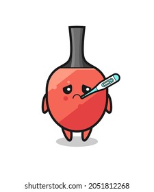 table tennis racket mascot character with fever condition , cute style design for t shirt, sticker, logo element