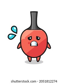 table tennis racket mascot character with afraid gesture , cute style design for t shirt, sticker, logo element