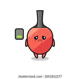 table tennis racket mascot character doing a tired gesture , cute style design for t shirt, sticker, logo element