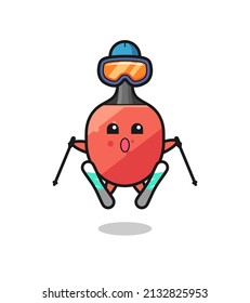 table tennis racket mascot character as a ski player , cute style design for t shirt, sticker, logo element
