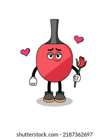 table tennis racket mascot falling in love , character design