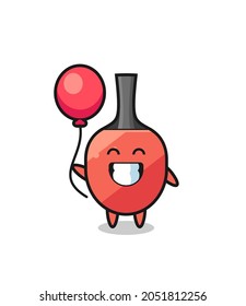 table tennis racket mascot illustration is playing balloon , cute style design for t shirt, sticker, logo element