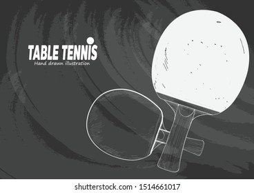 table tennis racket on chalkboard. table tennis background design.