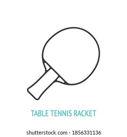 Table tennis racket outline icon. Vector illustration. Sports equipment. Inventory for athletic game. Training symbol. Thin line pictogram for user interface. Isolated white background