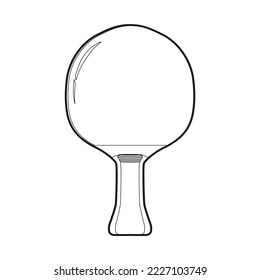 Ping Pong Paddle Umriss Symbol Vektorgrafik in trendigem Design Stil. Bearbeitbarer Weg von Ping Pong Racket oder Tischtennis Paddel oder Tischtennisschläger. Einzeln auf weißem Hintergrund. 