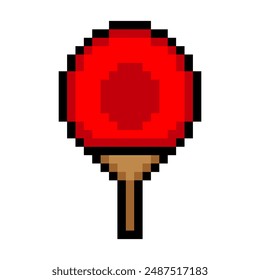  Table tennis racket in pixel art style