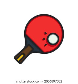 Table tennis racket, sport filled outline icons. Vector illustration. Editable stroke. Isolated icon suitable for web, infographics, interface and apps.