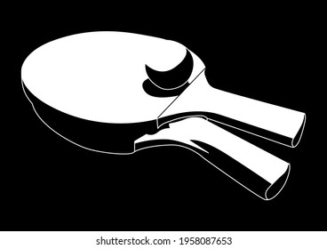 table tennis racket white on black background