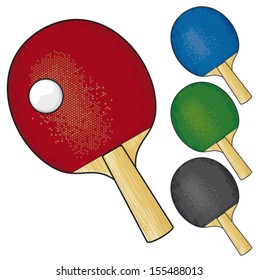 table tennis rackets and ball 